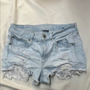 American Eagle Outfitters Light Blue Ripped Jean Shorts